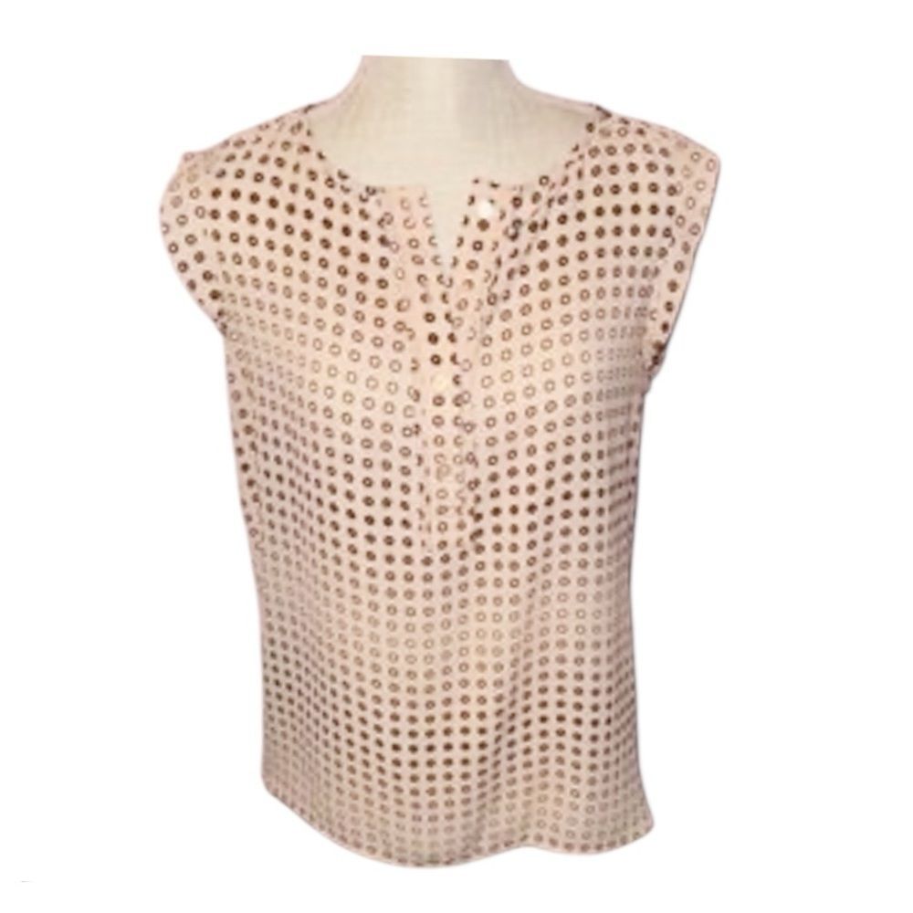 Loft Sleeveless Printed Blouse Blush Pink Light Peach Flattering Print